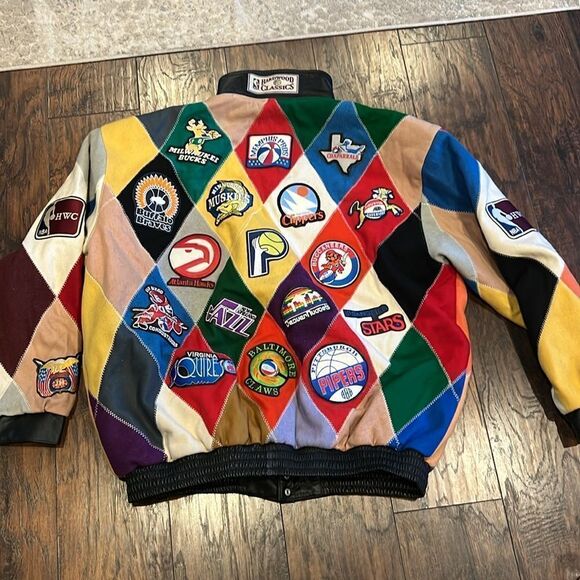 NBA BASKETBALL HARDWOOD CLASSICS HAMILTON LEATHER ABA PATCH JACKET 4XL GUC - Picture 5 of 15